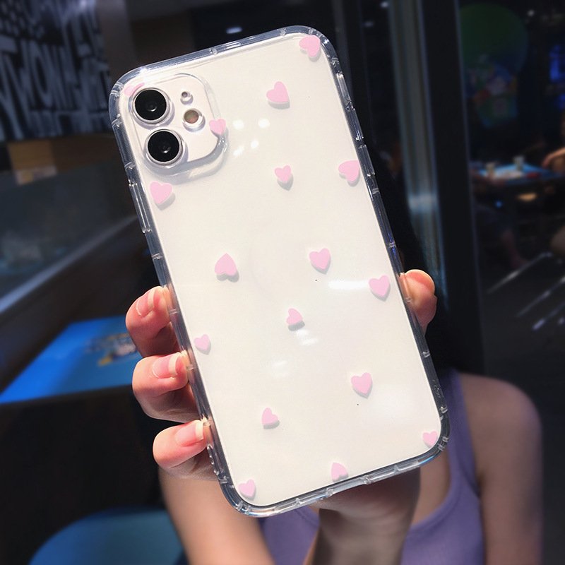 Unique Love TPU Transparent Soft Mobile Phone Case for iPhone 16 15 14 13 Pro Max Girls Women Fashion Back Cover