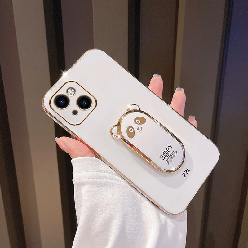 2022 New Design Wholesale Price Mobile Phone Case Electroplating Bear Stand For Iphone 14 Protective Case 12 13 Pro max Hots