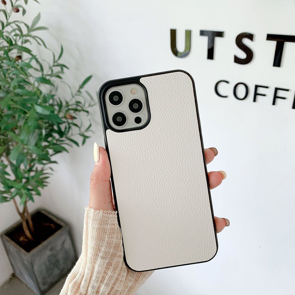 High Quality Faux PU Lichee Pebbled Vegan Leather Mobile Phone Cases Back Cover in leather for iPhone 12 11 Pro Max