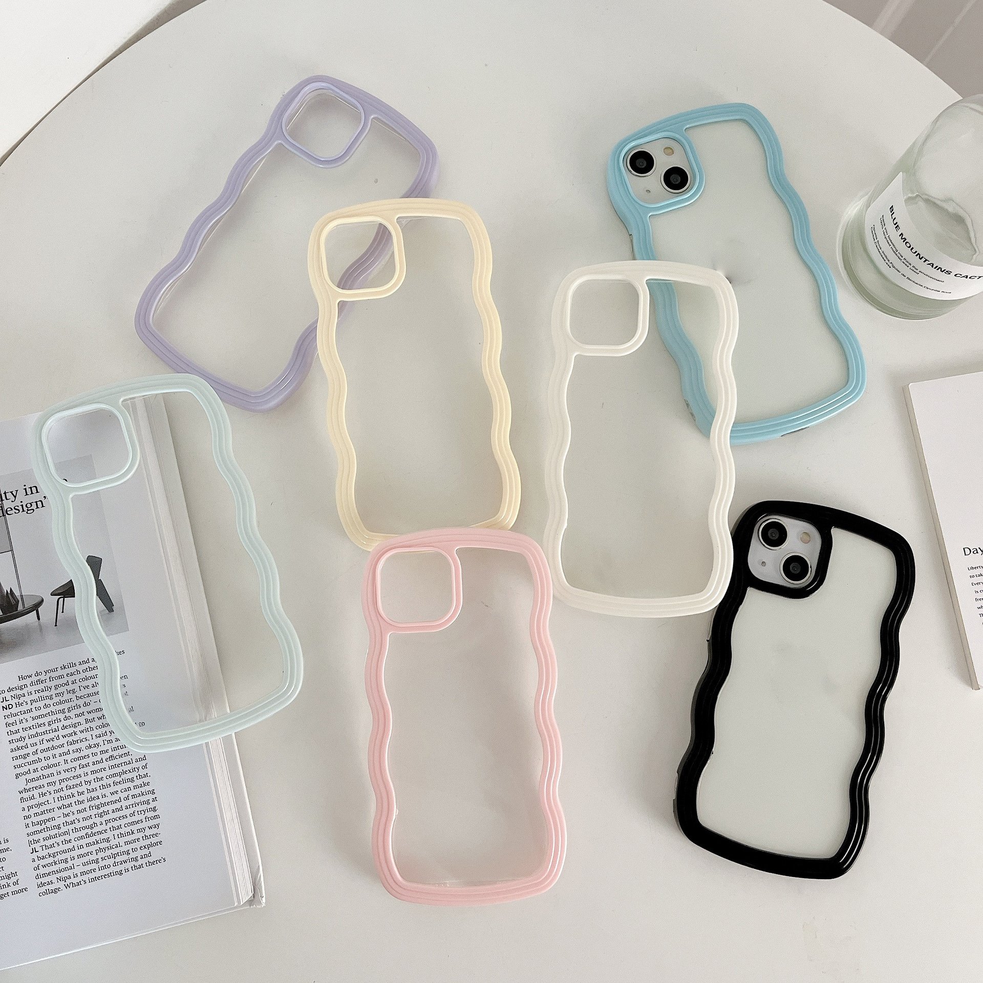 Wave Edge Phone Case Shockproof Clear Soft Bumper Mobile Cover for iPhone 16 15 Pro Max 12 13 Wave Transparent for iPhone Cover