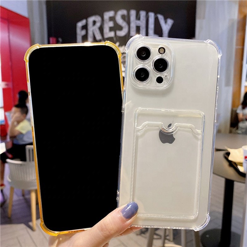 Phone 14 Pro Wholesale Clear Soft TPU Shockproof Back Shell With Wallet Function Mobile Phone Case