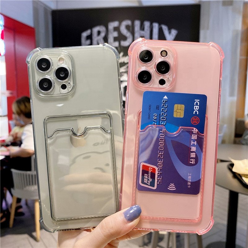 Phone 14 Pro Wholesale Clear Soft TPU Shockproof Back Shell With Wallet Function Mobile Phone Case