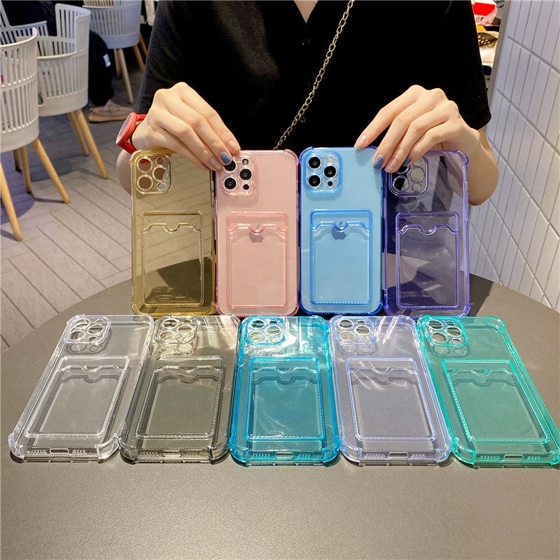 Phone 14 Pro Wholesale Clear Soft TPU Shockproof Back Shell With Wallet Function Mobile Phone Case