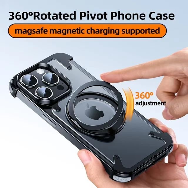 For iphone Metal mobile phone case 360 degree rotating bracket Magnets case for iphone 15promax