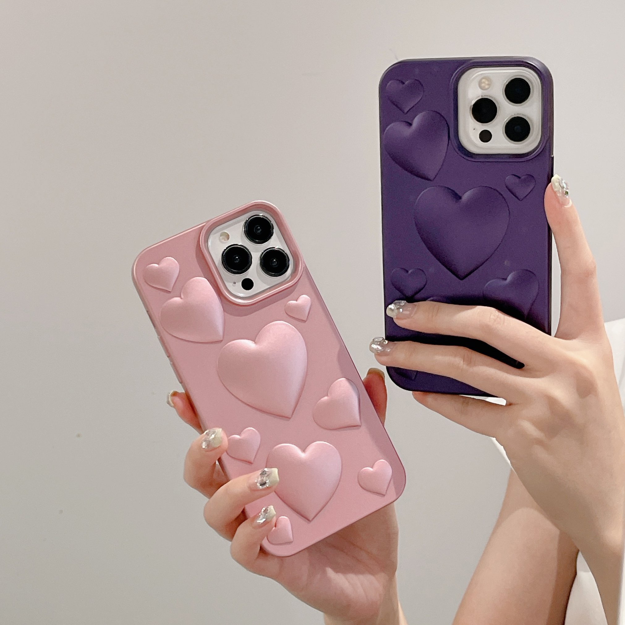USLION Love Heart Style Mobile Phone Case Phone Cover TPU Cell Phone Back Protective Case for iP 14/13/12/11 Pro Max