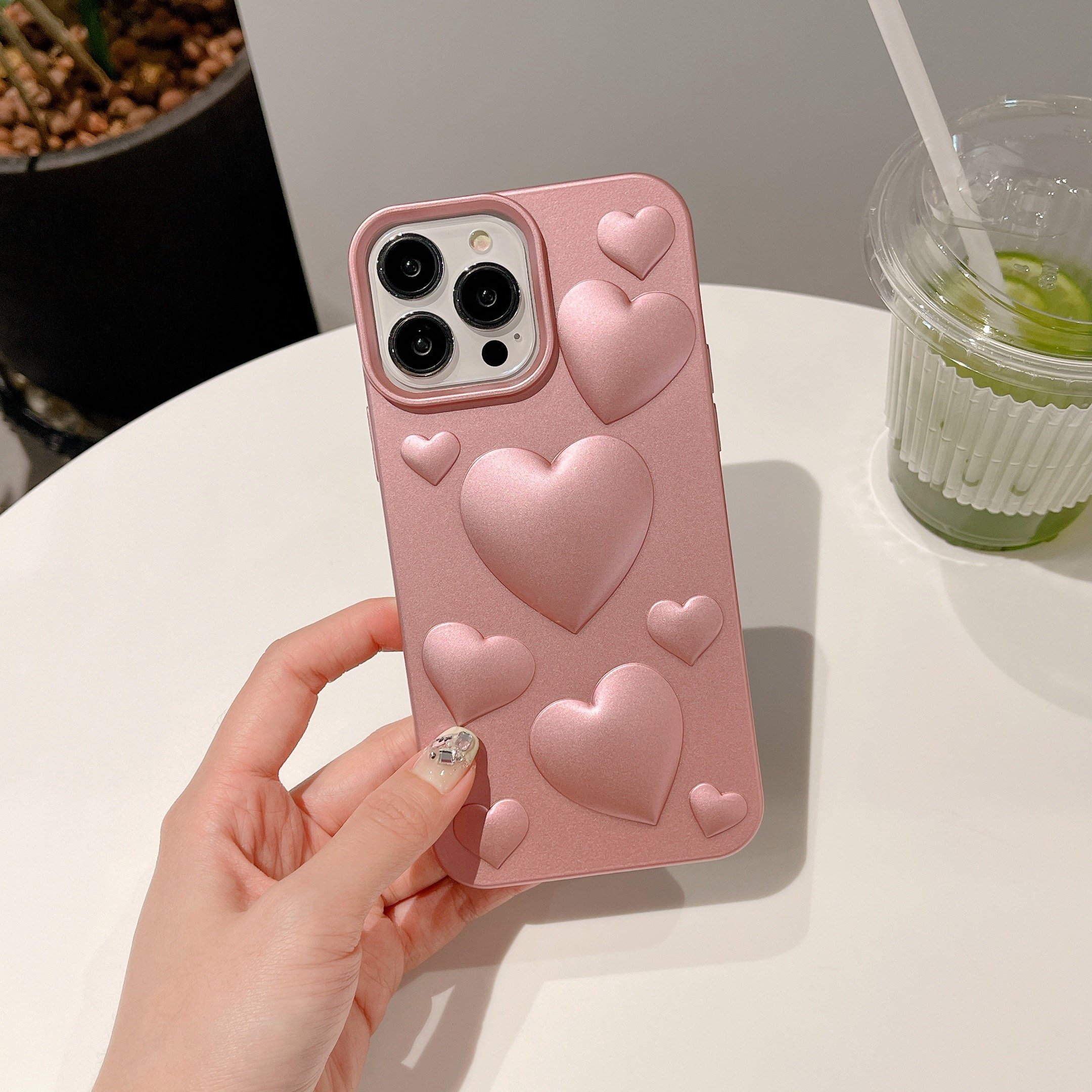 USLION Love Heart Style Mobile Phone Case Phone Cover TPU Cell Phone Back Protective Case for iP 14/13/12/11 Pro Max