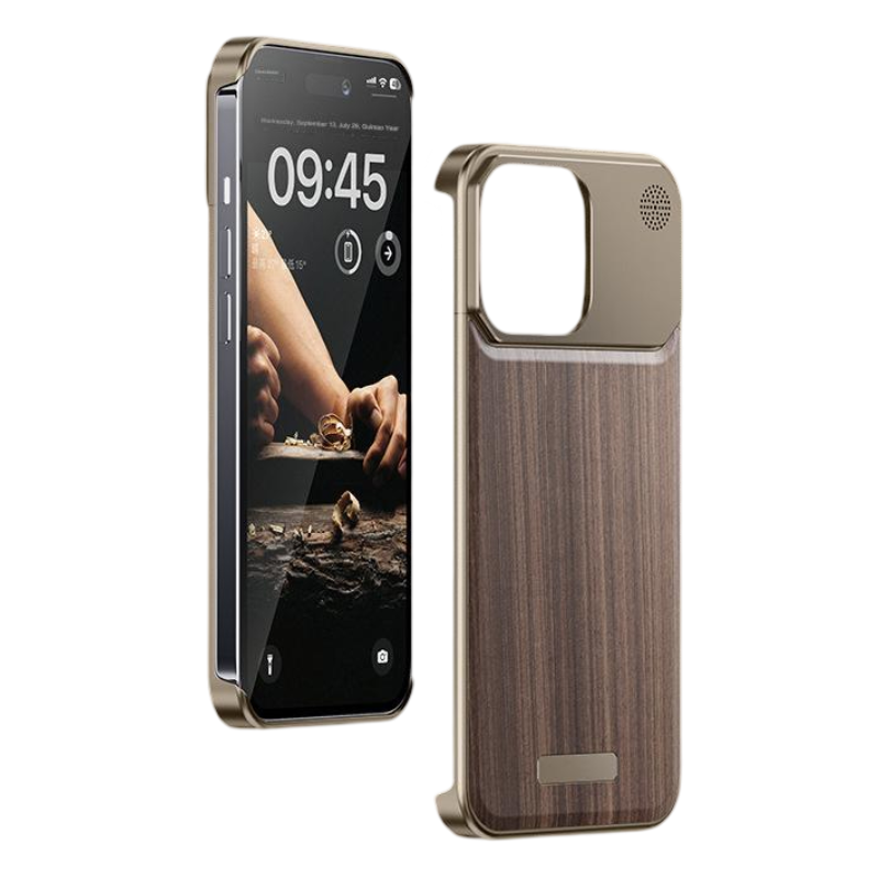 Design Real Wood Aromatherapy Magnetic Mobile Phone Case For iPhone 15 16 Pro Max Aluminum Alloy Ultra Thin Frameless Shell