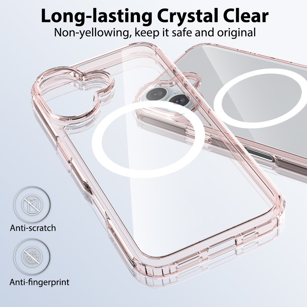 Magnetic Case for iPhone 16, Clear Anti Yellow Scratch-Resistant Slim Magnet Protective Cover Case for iPhone 14 15 16 Pro Max