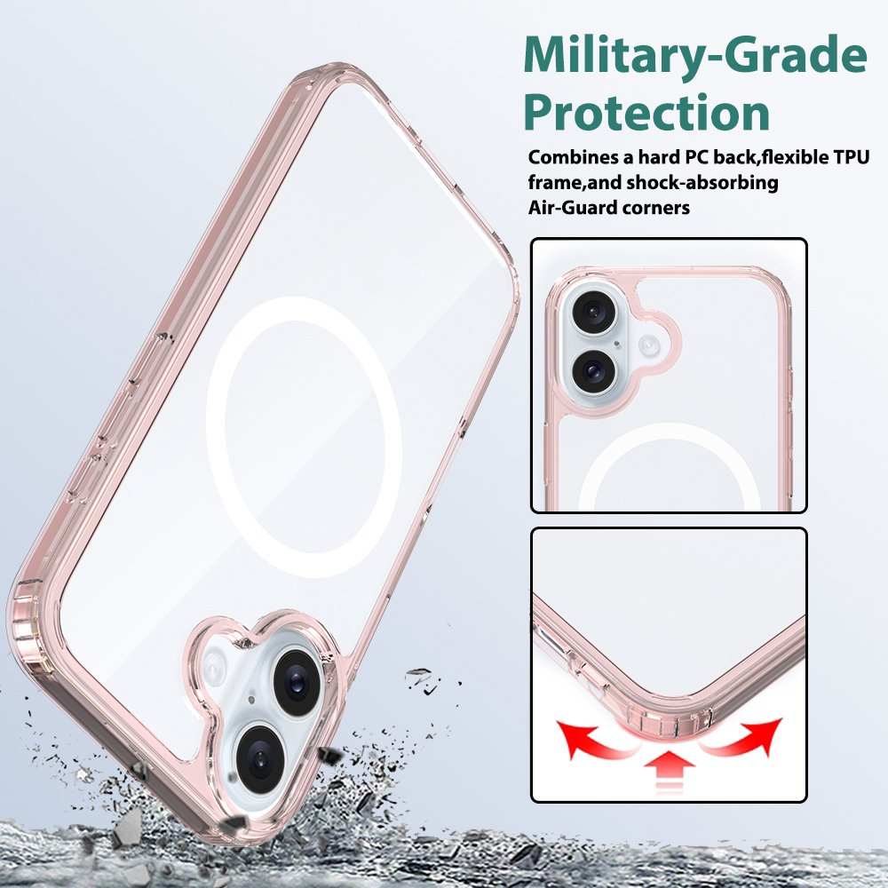 Magnetic Case for iPhone 16, Clear Anti Yellow Scratch-Resistant Slim Magnet Protective Cover Case for iPhone 14 15 16 Pro Max