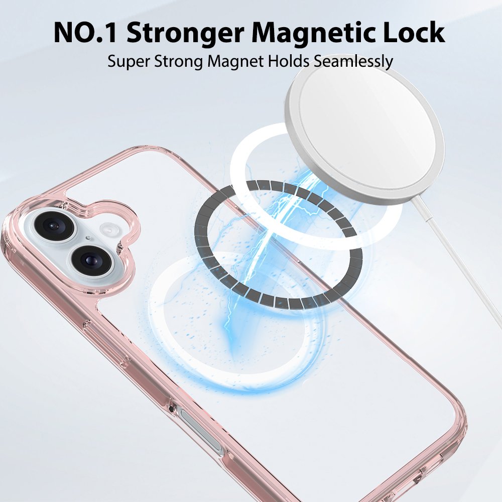 Magnetic Case for iPhone 16, Clear Anti Yellow Scratch-Resistant Slim Magnet Protective Cover Case for iPhone 14 15 16 Pro Max