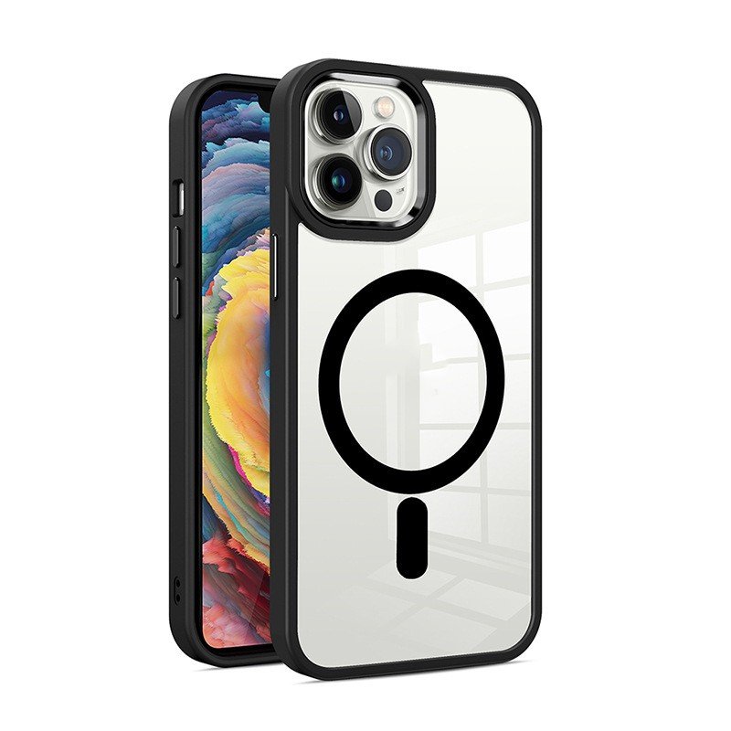 Magnetic Transparent Clear Acrylic Phone Case for iPhone16 15 14 13 12 pro max Designer Luxury Phone Case Wireless Charger Cover