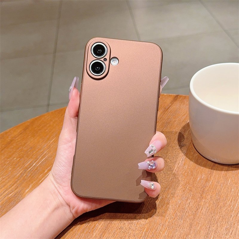 Original Solid Color Desert Titanium Brown Soft Liquid Silicone Phone Case For iPhone 16 Pro Max Mobile Phone Accessories Case