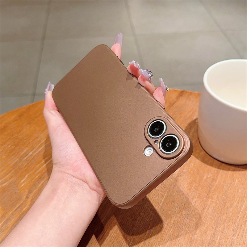 Original Solid Color Desert Titanium Brown Soft Liquid Silicone Phone Case For iPhone 16 Pro Max Mobile Phone Accessories Case