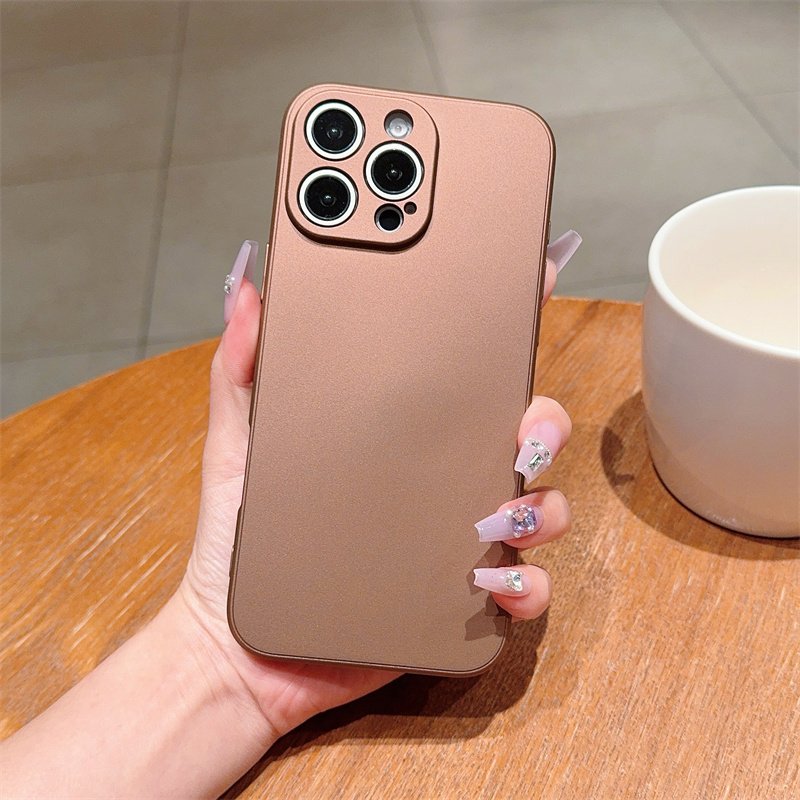 Original Solid Color Desert Titanium Brown Soft Liquid Silicone Phone Case For iPhone 16 Pro Max Mobile Phone Accessories Case