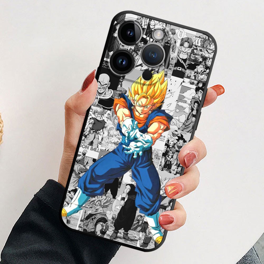 3D Anime cartoon cover for iPhone 15 phone case, new Japanese anime trendy men's anime seven dragon bead Wukong phone case