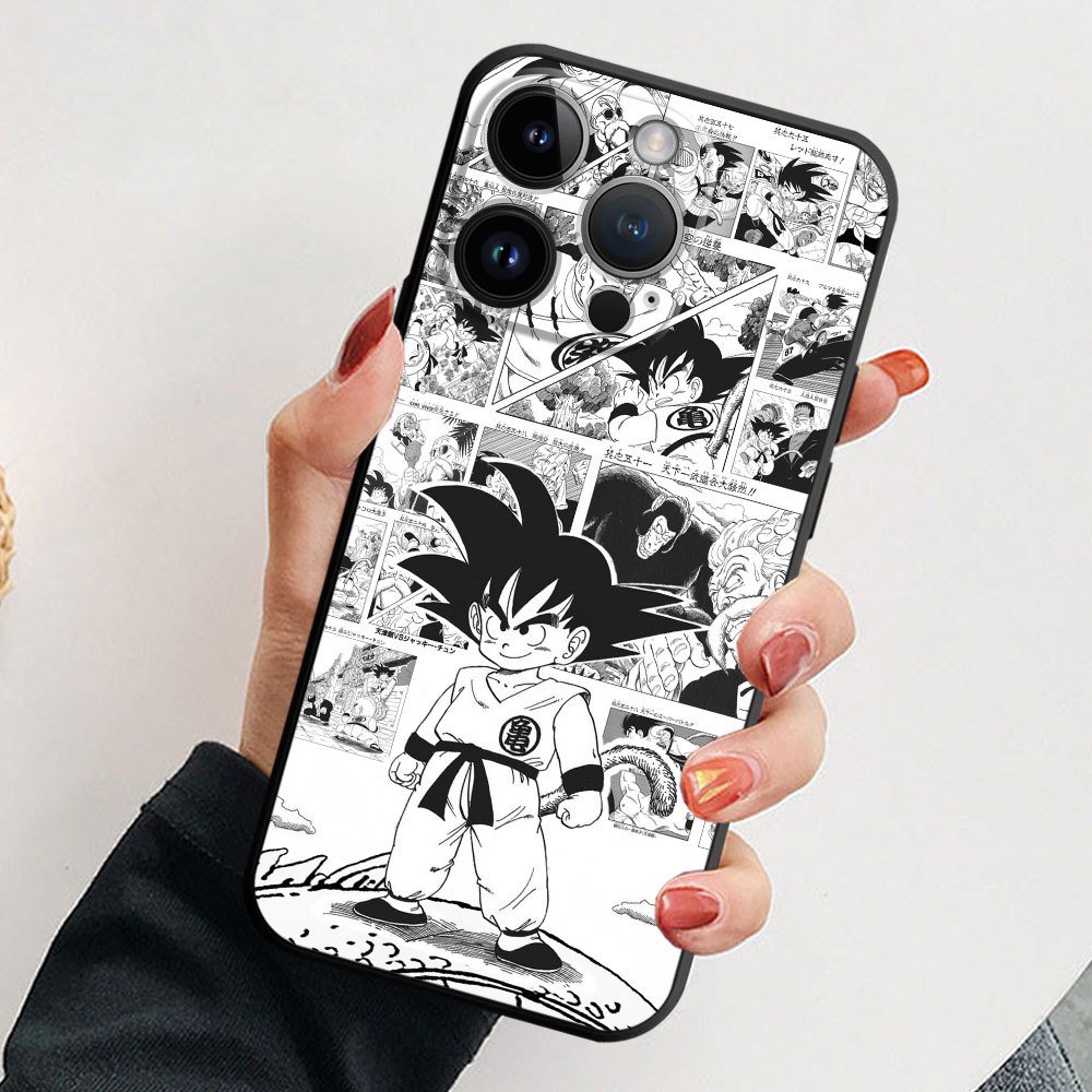 3D Anime cartoon cover for iPhone 15 phone case, new Japanese anime trendy men's anime seven dragon bead Wukong phone case