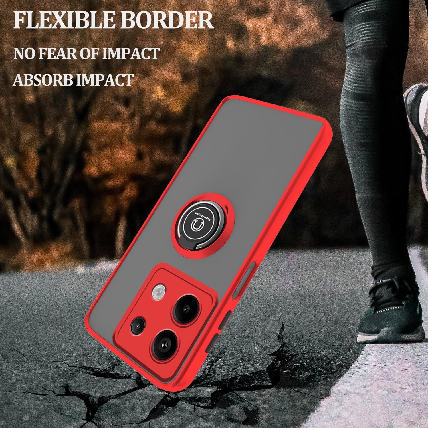 Ring Kickstand Mobile Phone Cases For Xiaomi Redmi Note 14 13 Pro Plus 4G 5G Smoke Translucent Shockproof Back Cover