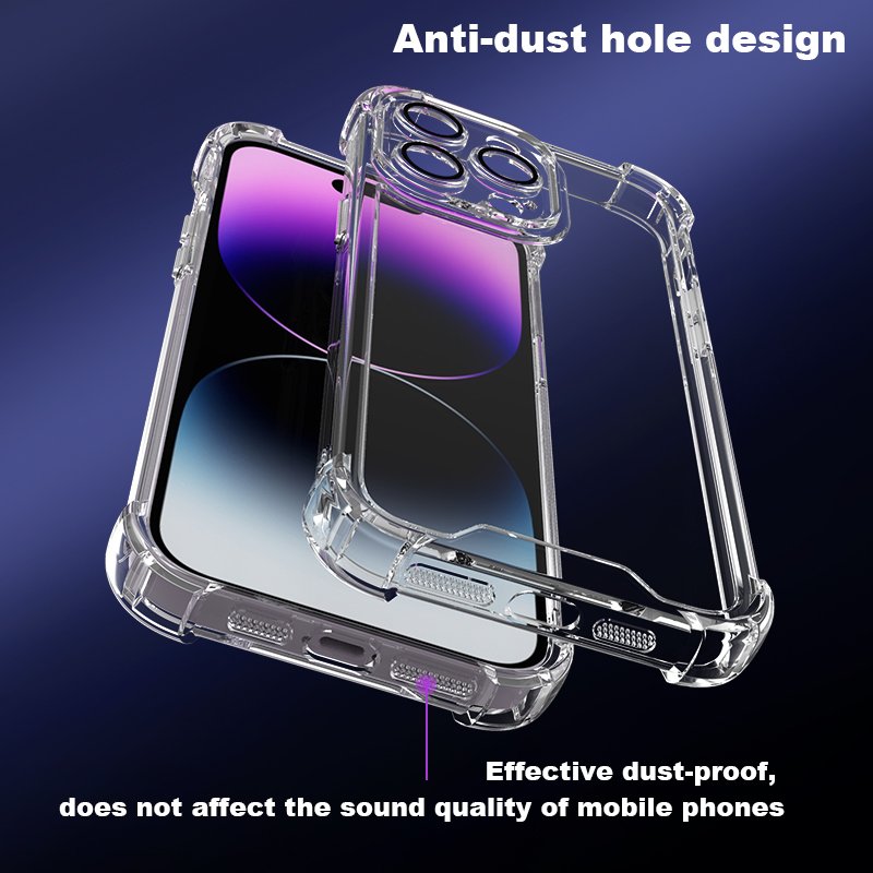 Anti-Dust Hole Design Transparent Case for iPhone 14 Plus Phonecases Cover Shell For iPhone 15 14 pro max