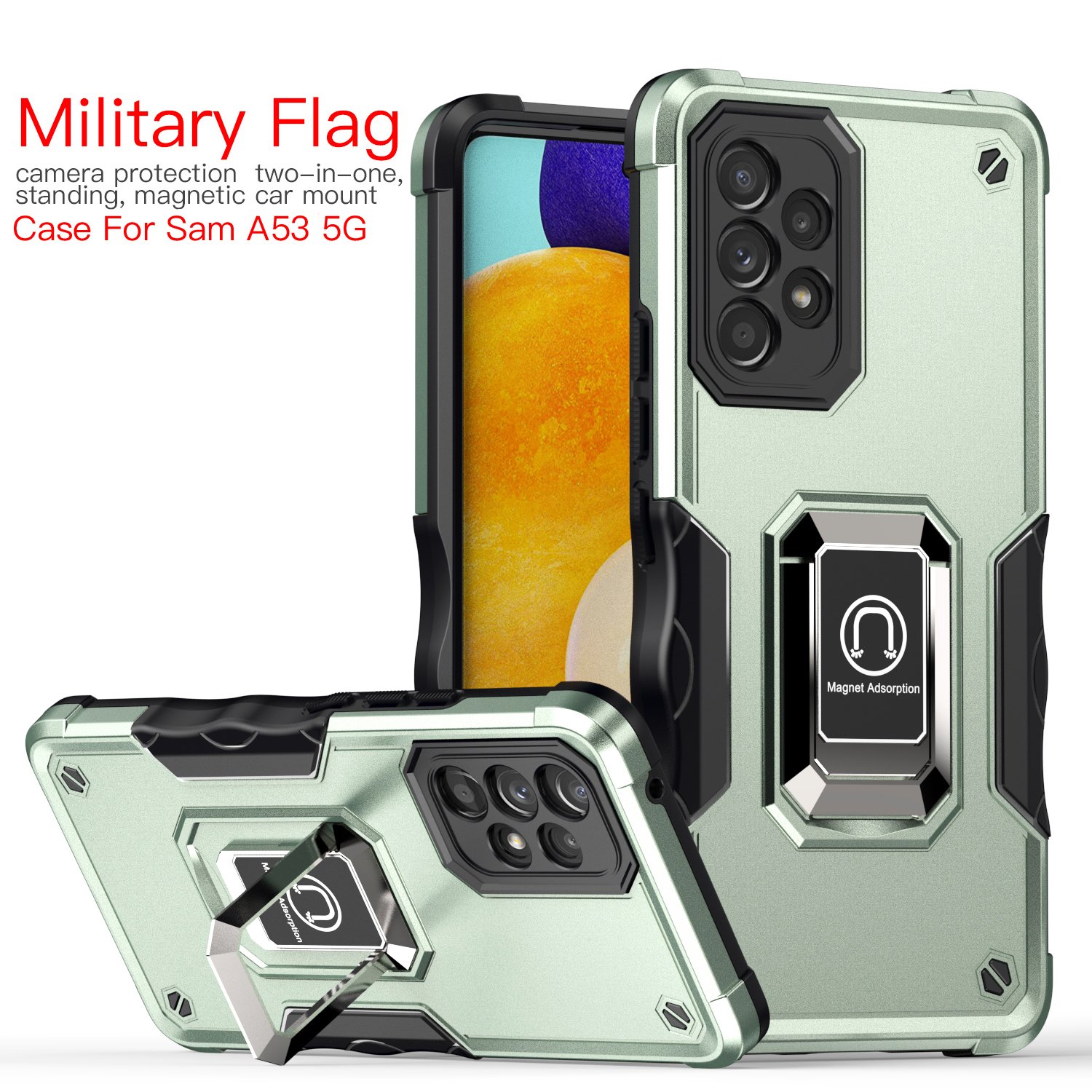 2 in 1 Plastic Kickstand Shockproof Magnetic TPU Quadrate Mobile Phone Case For Samsung Galaxy A13 A33 A53 A73 5G