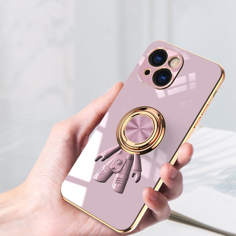 electroplate tpu phone case for iphone 16 pro max phone cover case with magnetic ring holder astronaut stand