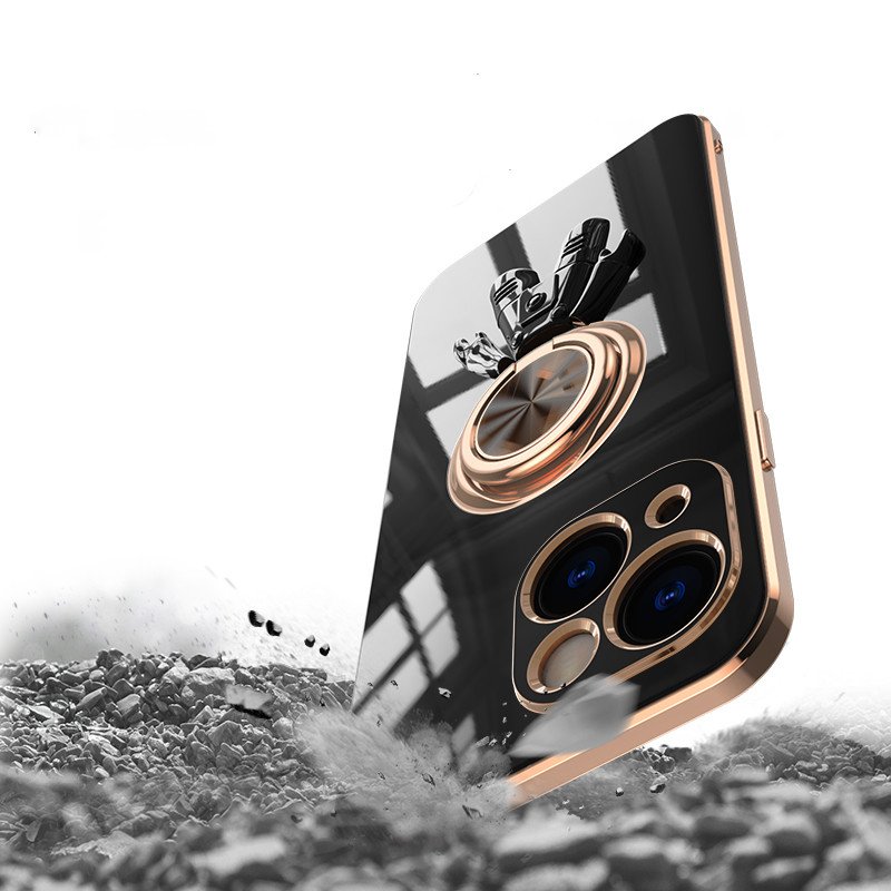 electroplate tpu phone case for iphone 16 pro max phone cover case with magnetic ring holder astronaut stand