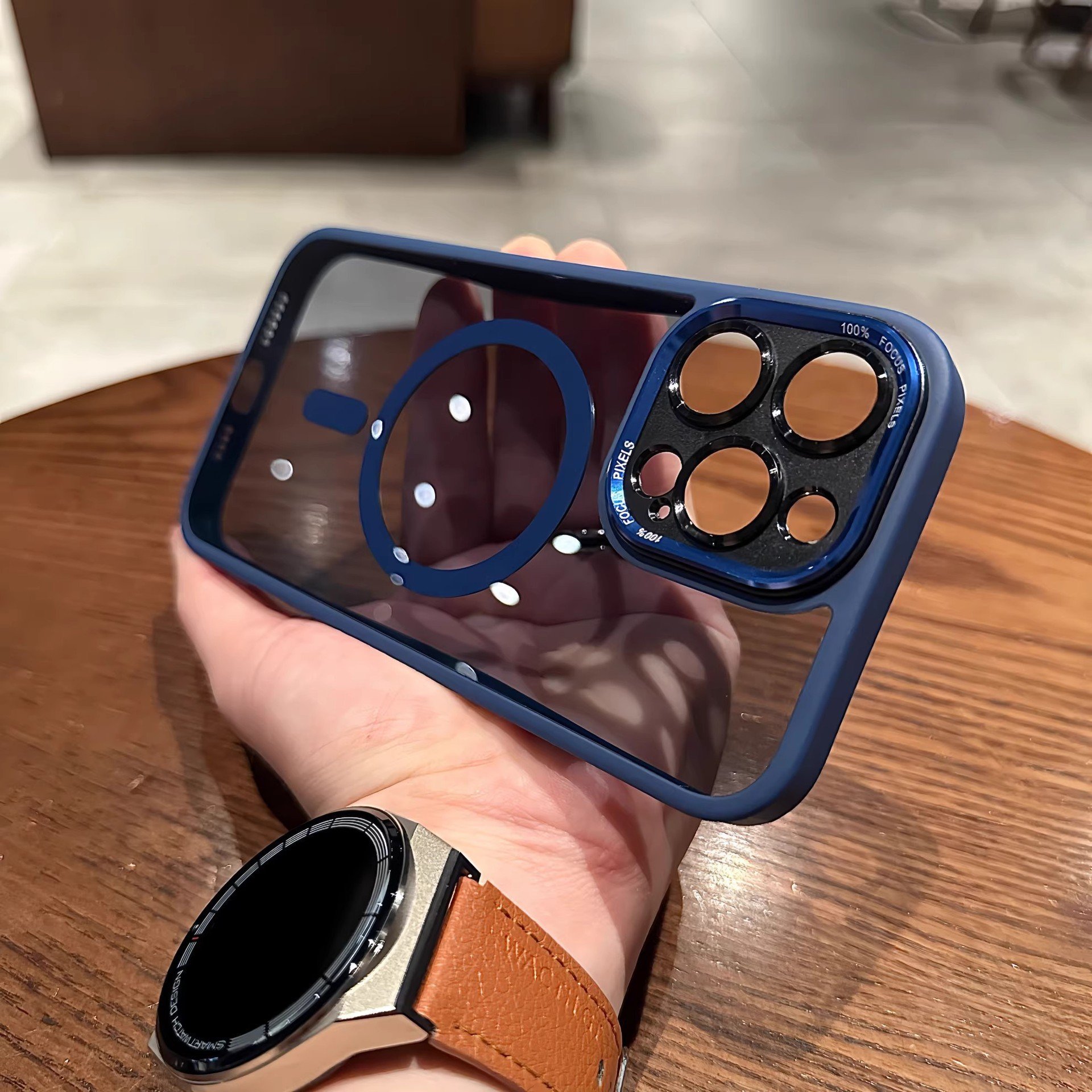 High definition transparent magnetic lens film protection magnetic phone case for iphone 12 13 14 15Pro Max Cell Cover funda