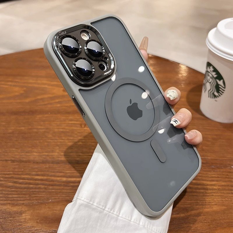 High definition transparent magnetic lens film protection magnetic phone case for iphone 12 13 14 15Pro Max Cell Cover funda