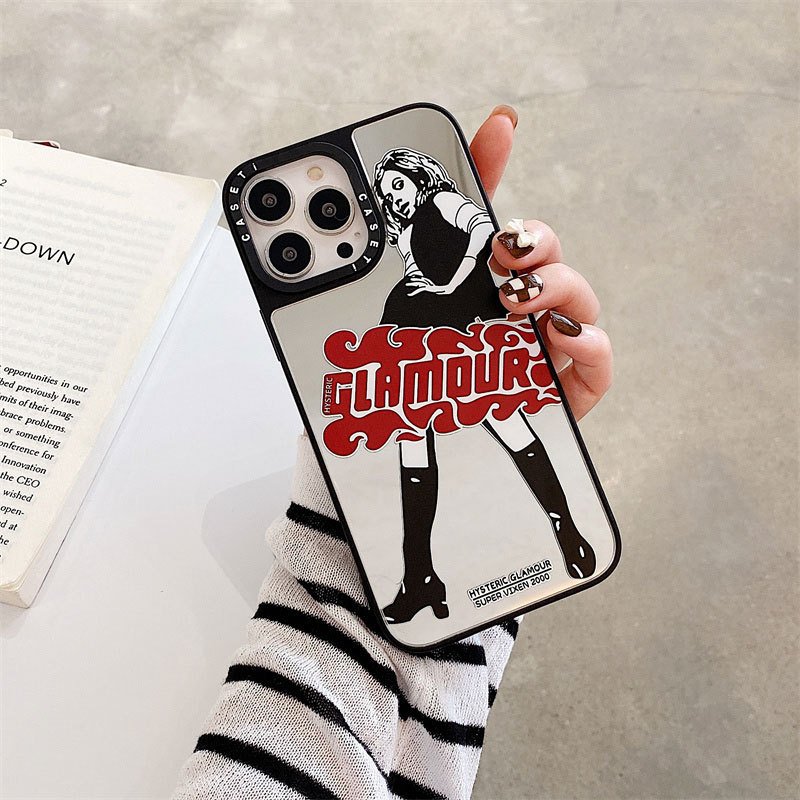 High Quality fashion brand sexy racing girl mirror phone case for iPhone 12 11 13 14 15 16 pro max anti-fall phone accessories