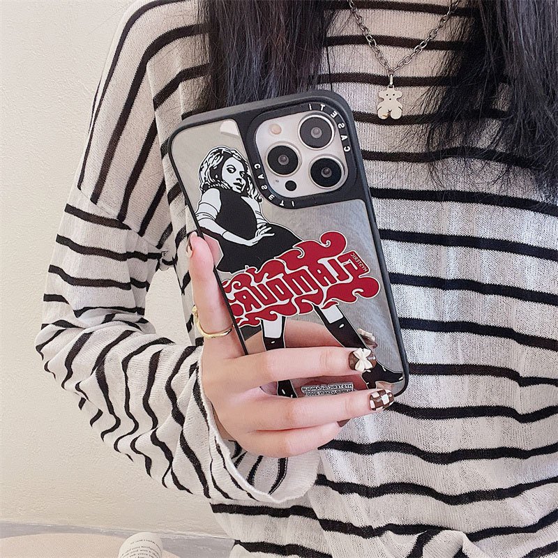High Quality fashion brand sexy racing girl mirror phone case for iPhone 12 11 13 14 15 16 pro max anti-fall phone accessories