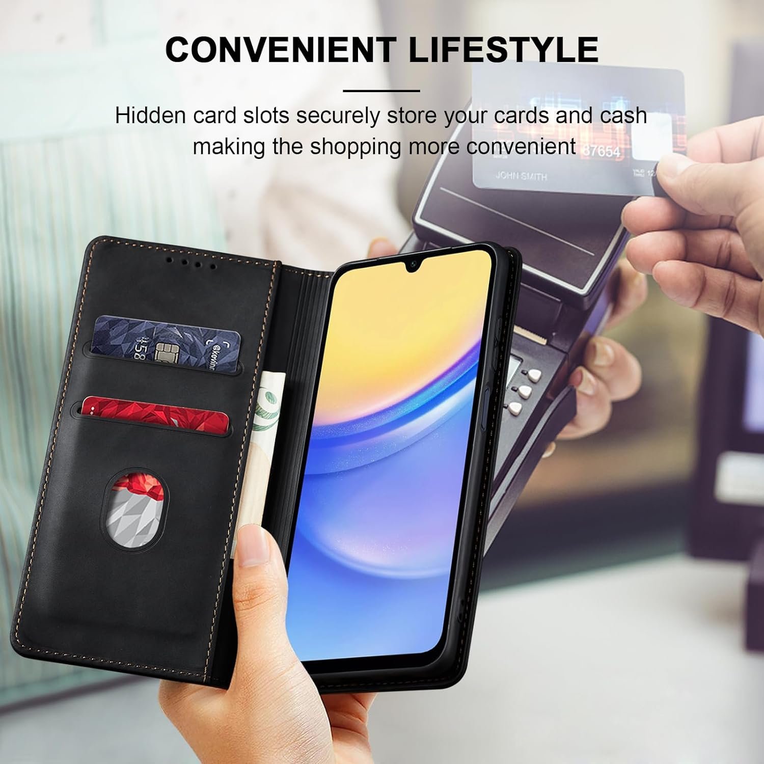 Leather Men Women Wallets Mobile Phone Cases For Samsung Galaxy A05 A15 A25 A35 4G 5G Card Slots Kickstand Back Cover