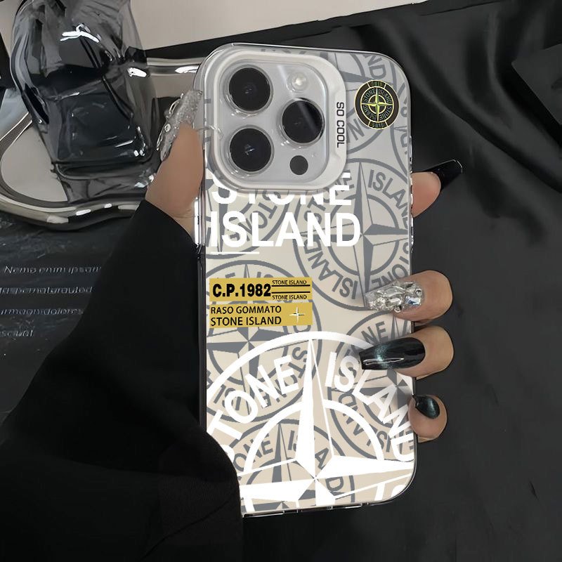 Color silver IMD personalized trend stone island mobile phone cases for iPhone 11 12 13 14 15 pro max xr xsmax phone accessories