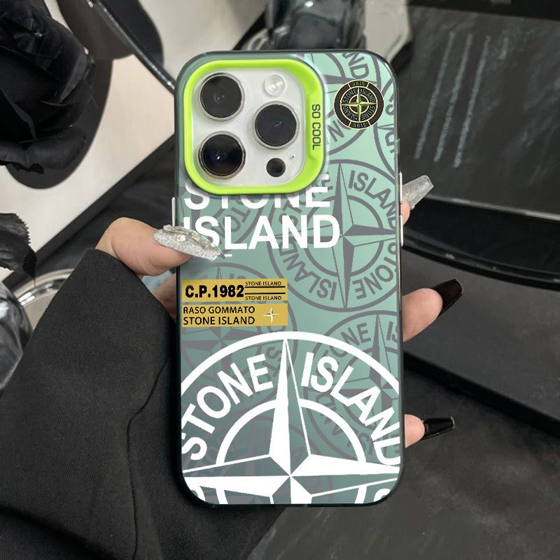 Color silver IMD personalized trend stone island mobile phone cases for iPhone 11 12 13 14 15 pro max xr xsmax phone accessories