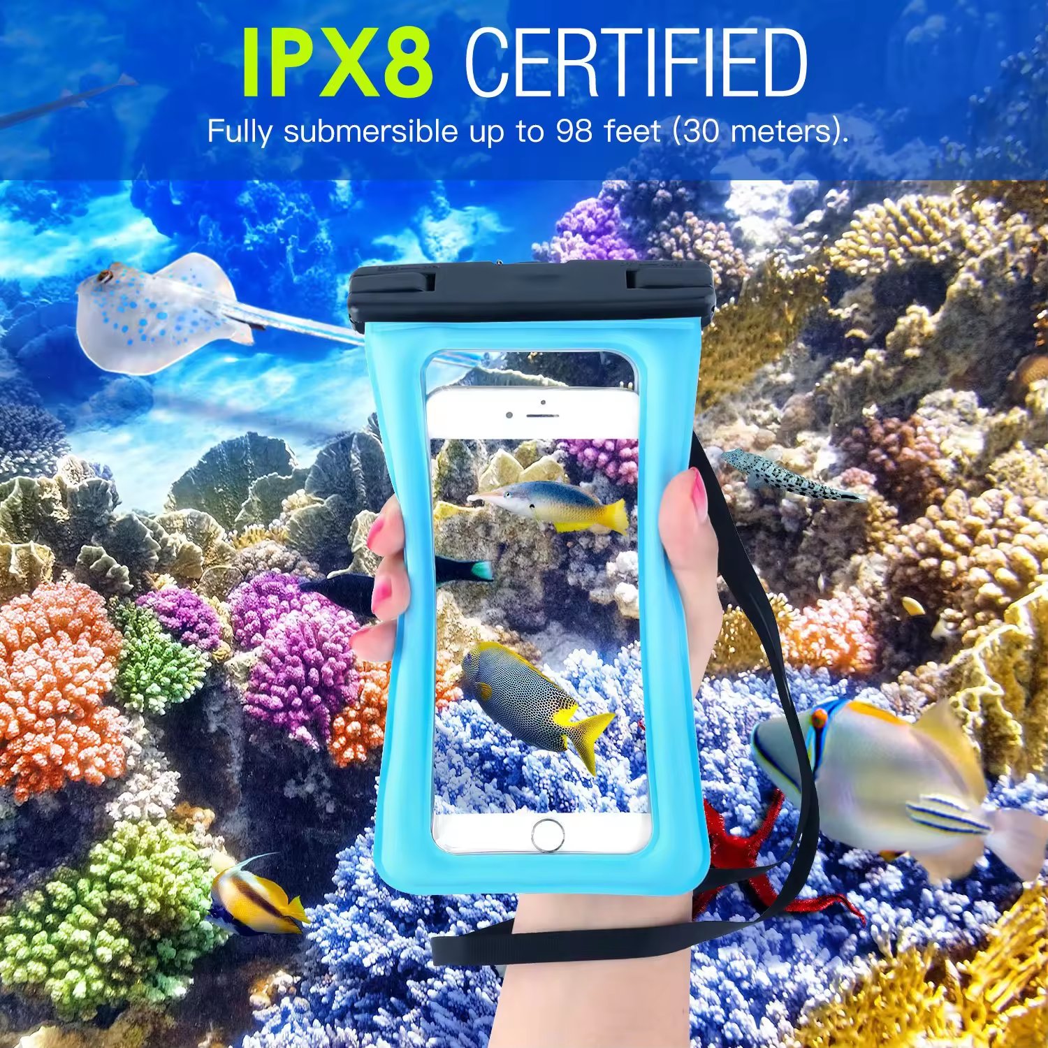 Universal Waterproof Mobile Phone Pouch Dry Bag Camping Swimming Underwater PVC Floating Waterproof Phone Case With Lanyard