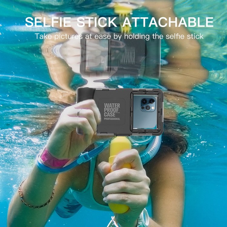 Upgraded Shellbox Universal Waterproof Case Diving Swimming Surfing Underwater 49ft 15m Camera Phone Case for Smart Phone Black