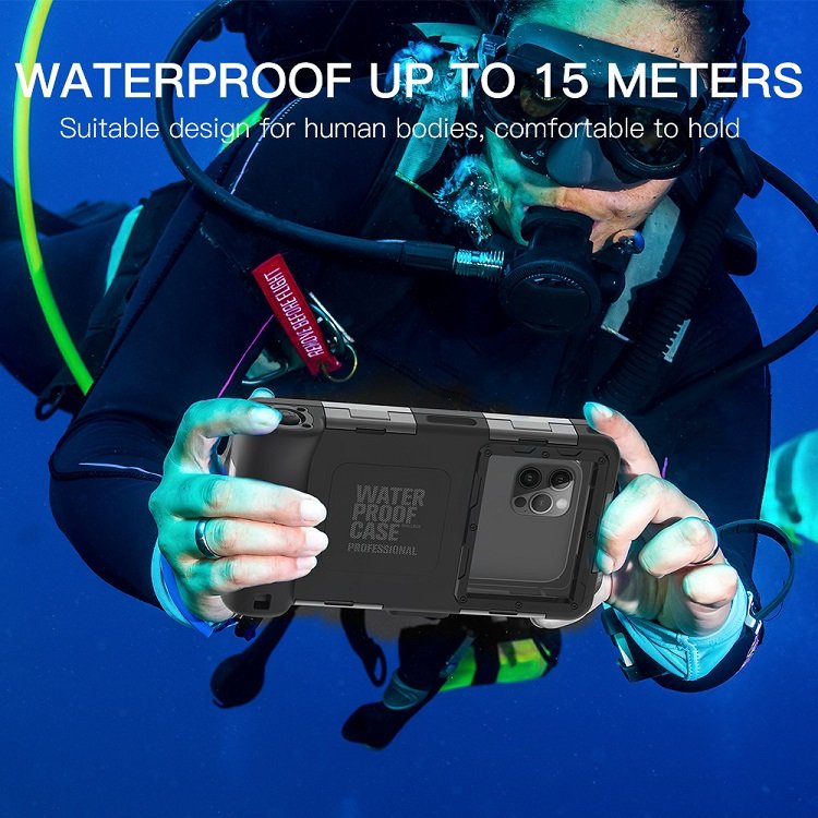Upgraded Shellbox Universal Waterproof Case Diving Swimming Surfing Underwater 49ft 15m Camera Phone Case for Smart Phone Black