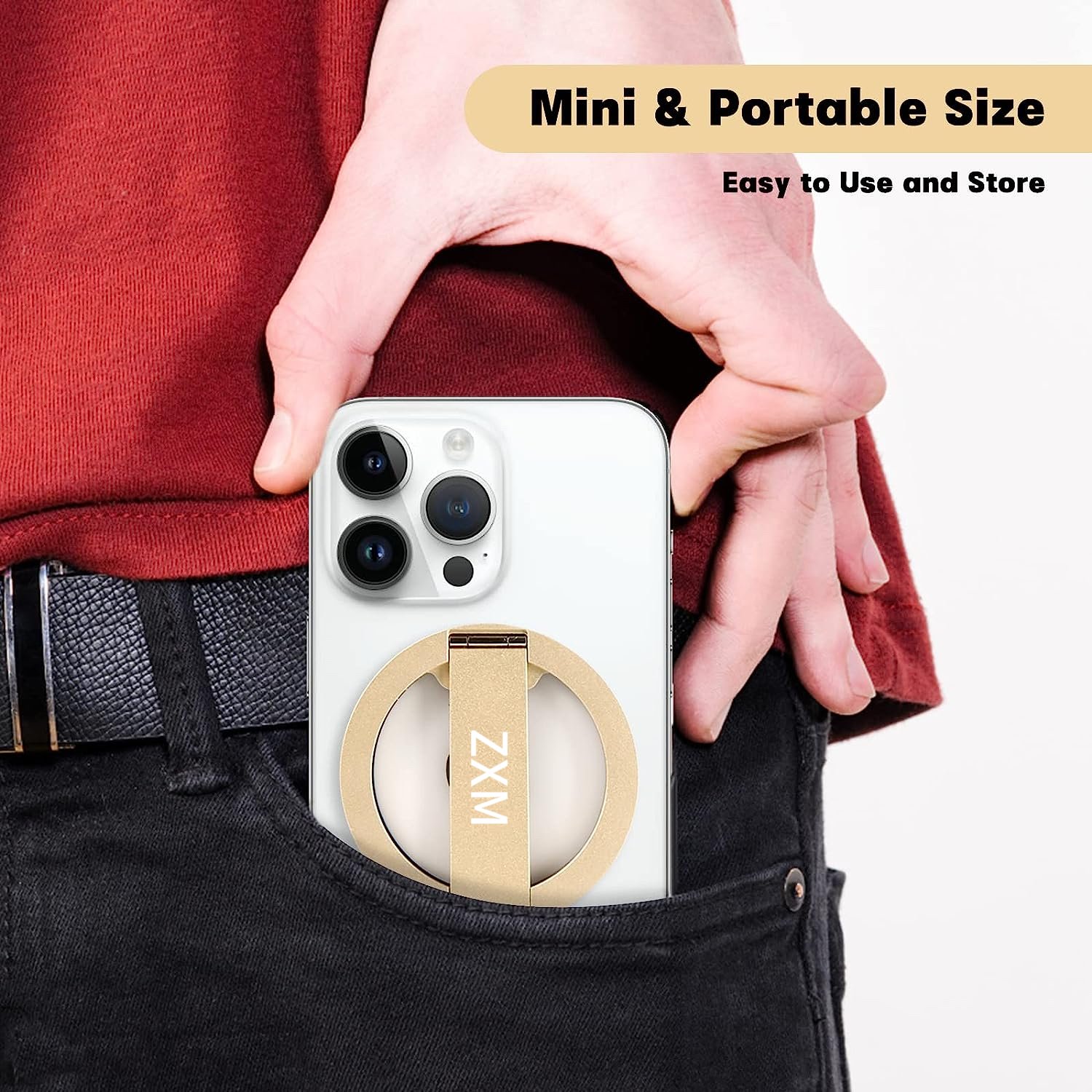 ZXM Phone Kickstand Magnetic Phone Stand Removable Cell Phone Holder Aluminum Bracket for iPhone 15 14 13 12 11
