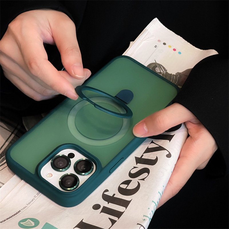 Translucent Matte TPU PC Magnetic holder Wireless Charging Protective cover for iphone 15 14 13 Promax shockproof bumper case