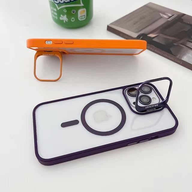 For apple 16 mobile phone cases Magnetic invisible bracket, integrated lens film tpu pc case