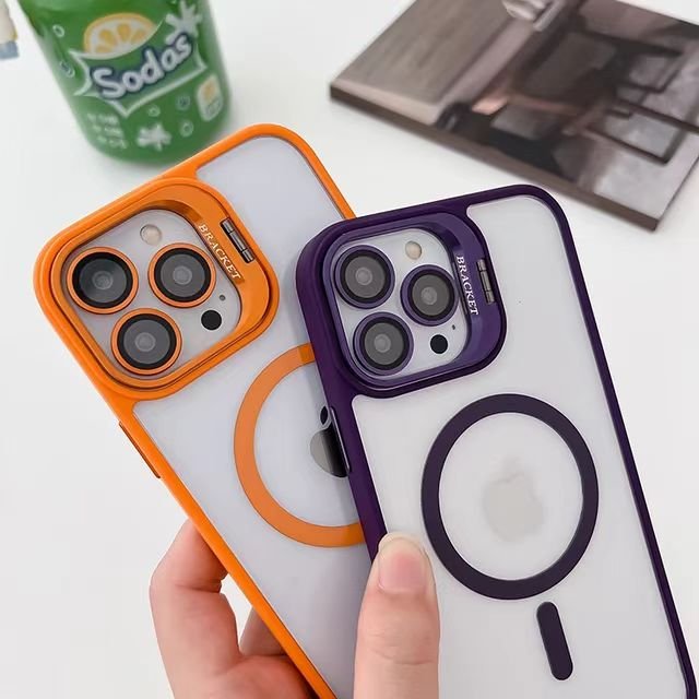 For apple 16 mobile phone cases Magnetic invisible bracket, integrated lens film tpu pc case