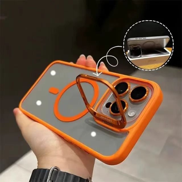 For apple 16 mobile phone cases Magnetic invisible bracket, integrated lens film tpu pc case