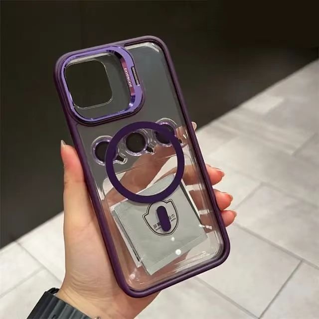 For apple 16 mobile phone cases Magnetic invisible bracket, integrated lens film tpu pc case