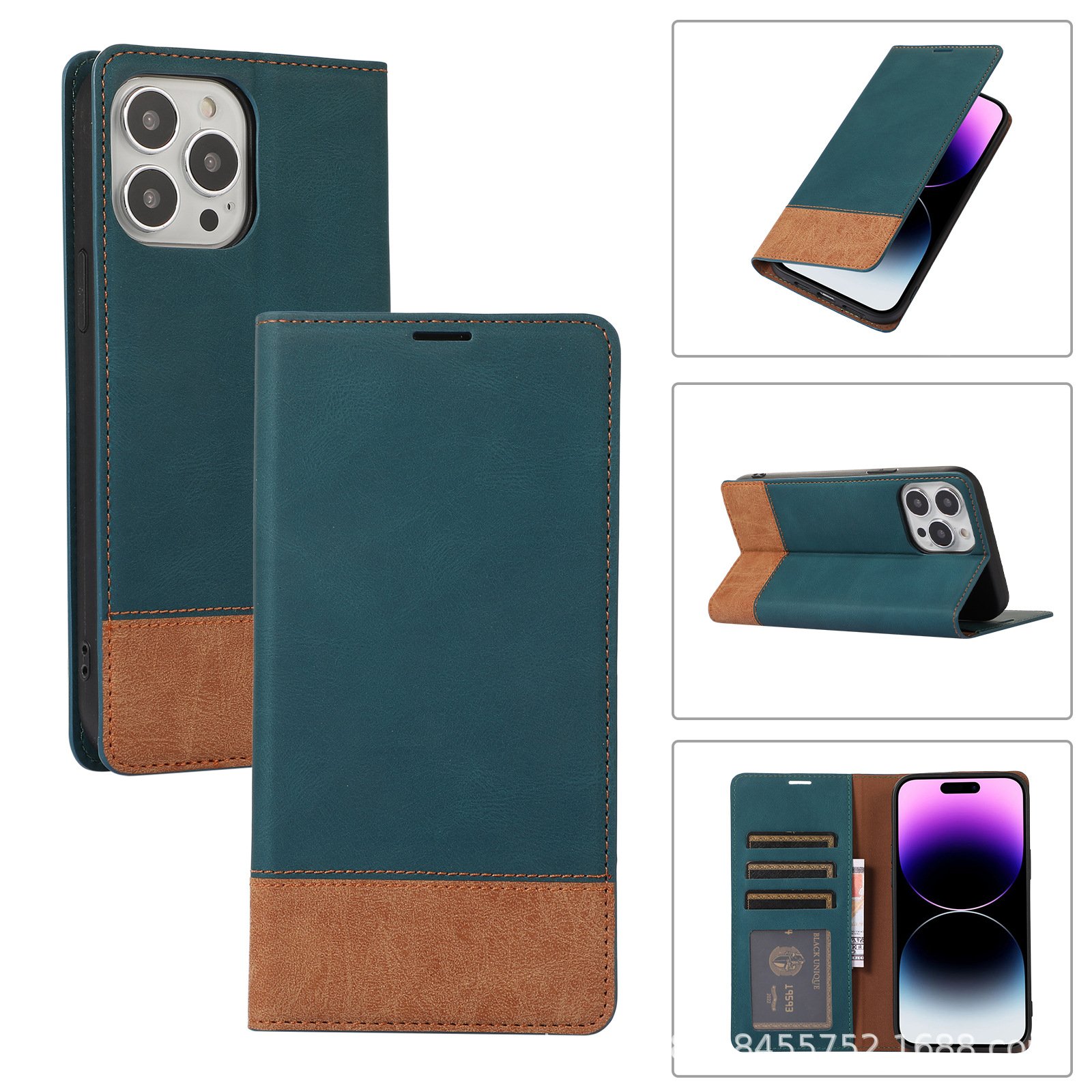 New mobile phone leather cases For iphone16pro flip top anti-fall 12 15 phone case all-inclusive card I mobile phone case 13/14