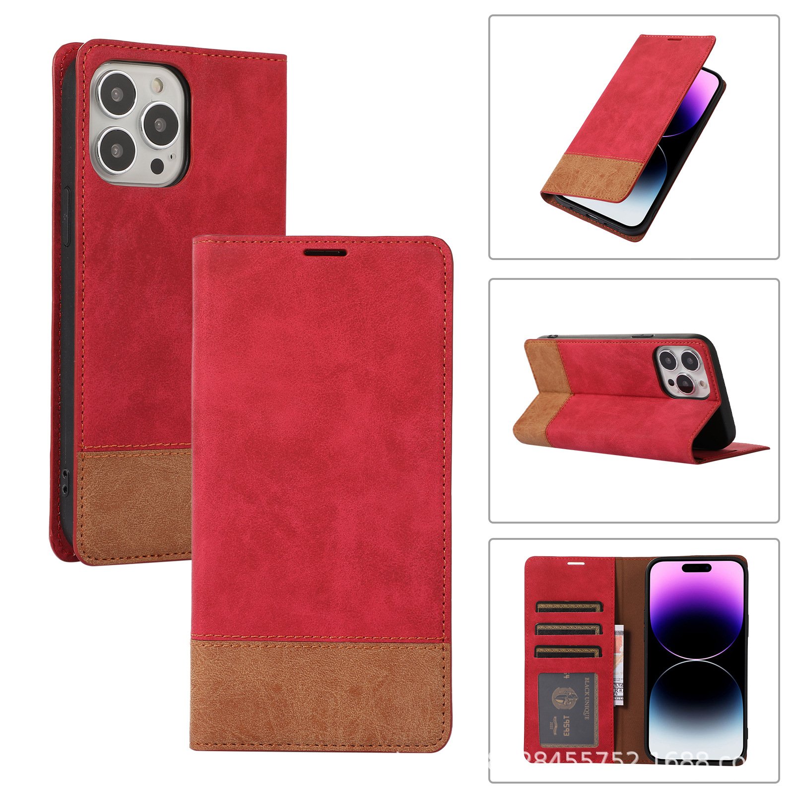 New mobile phone leather cases For iphone16pro flip top anti-fall 12 15 phone case all-inclusive card I mobile phone case 13/14