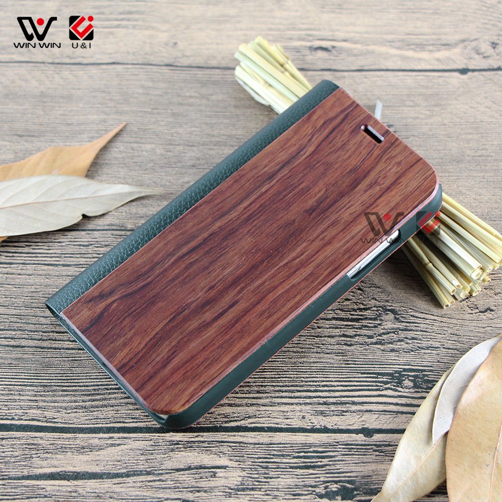 Laser Blank Wood Flip Phone Case Custom Logo Leather Mobile Phone Case For iPhone 11 13 14 15 Accessories