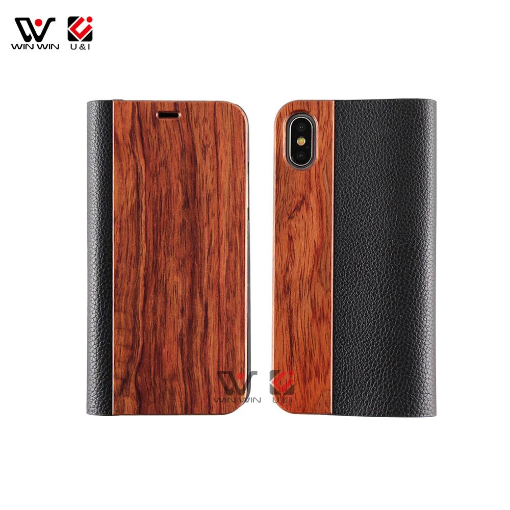 Laser Blank Wood Flip Phone Case Custom Logo Leather Mobile Phone Case For iPhone 11 13 14 15 Accessories