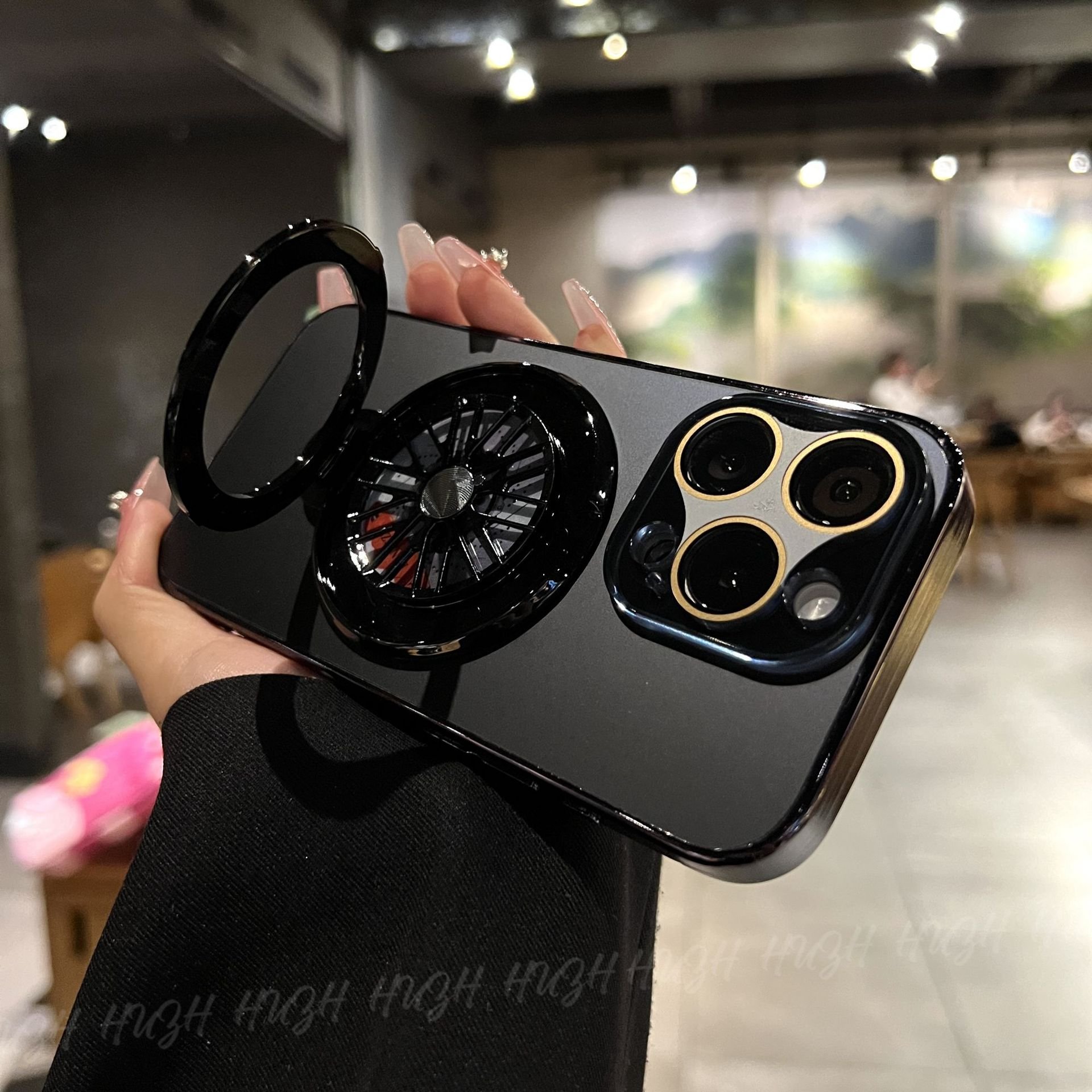 AG glass 360 degree Rotatable Car wheels mobile phone case cover for iphone 16 for iphone 15 kickstand Stress relief phone cover