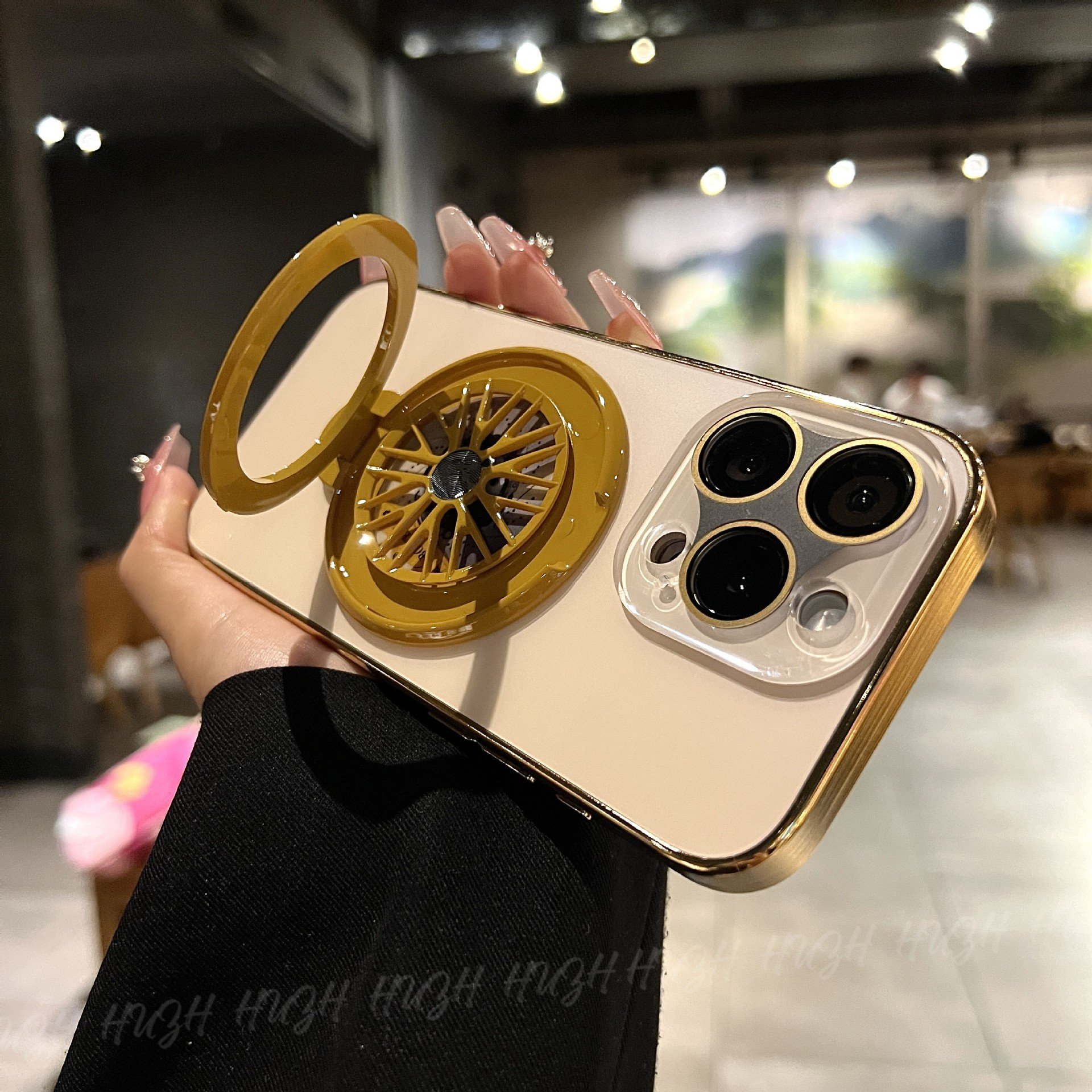 AG glass 360 degree Rotatable Car wheels mobile phone case cover for iphone 16 for iphone 15 kickstand Stress relief phone cover