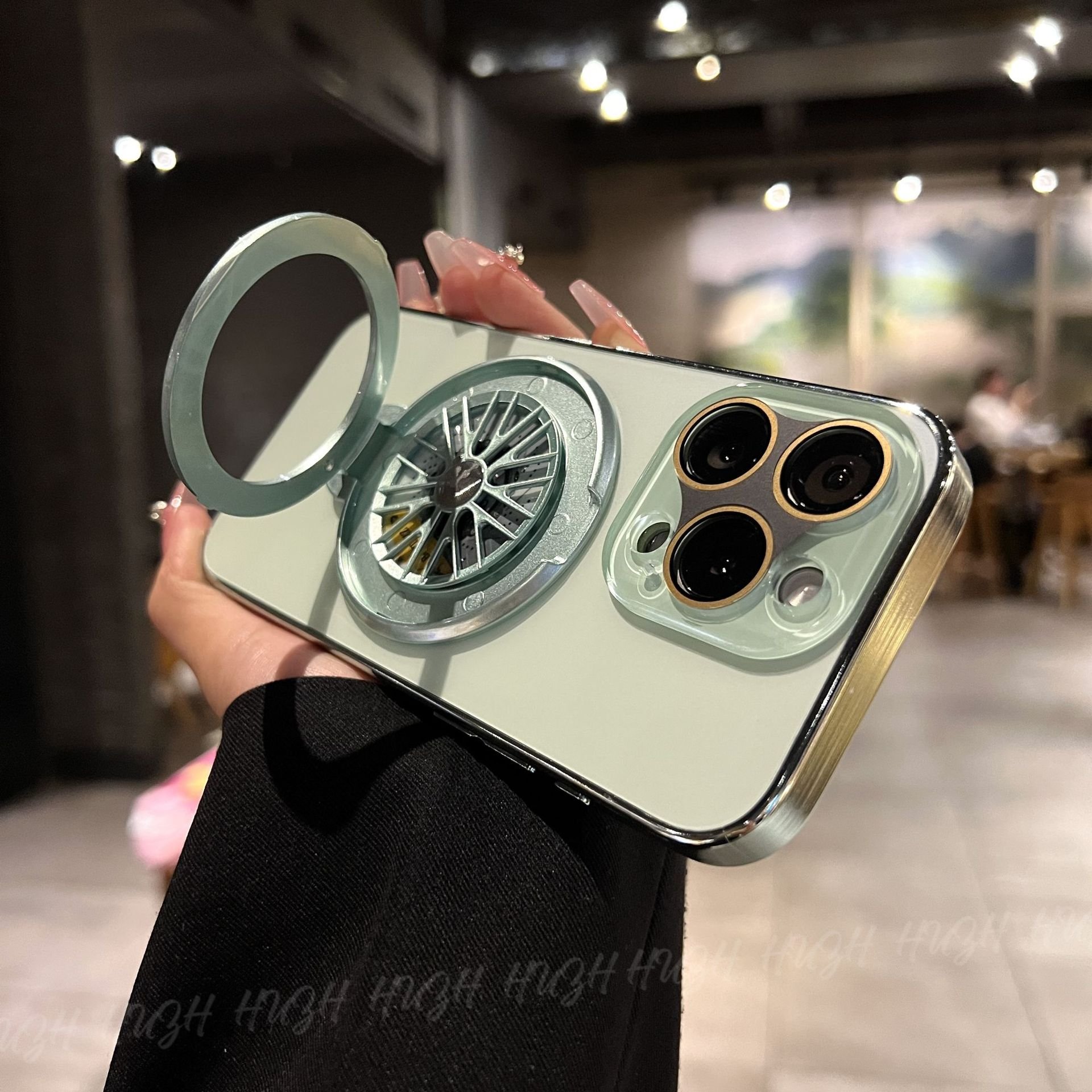 AG glass 360 degree Rotatable Car wheels mobile phone case cover for iphone 16 for iphone 15 kickstand Stress relief phone cover
