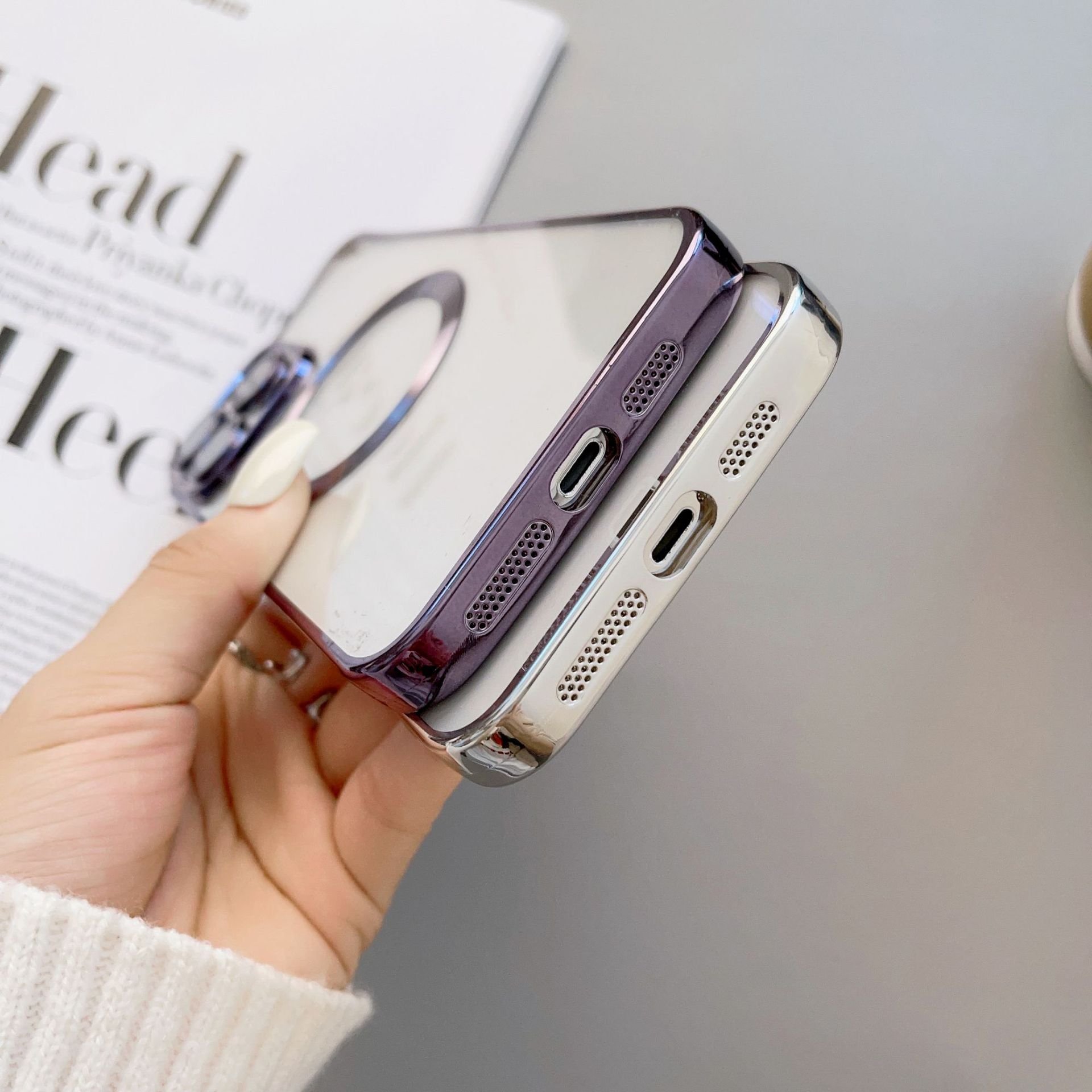 For iPhone 16 Clear Case, Luxury Plating Magnetic Phone Case Glass Lens Protector Soft TPU Cover For iPhone 13 14 15 16 Pro Max