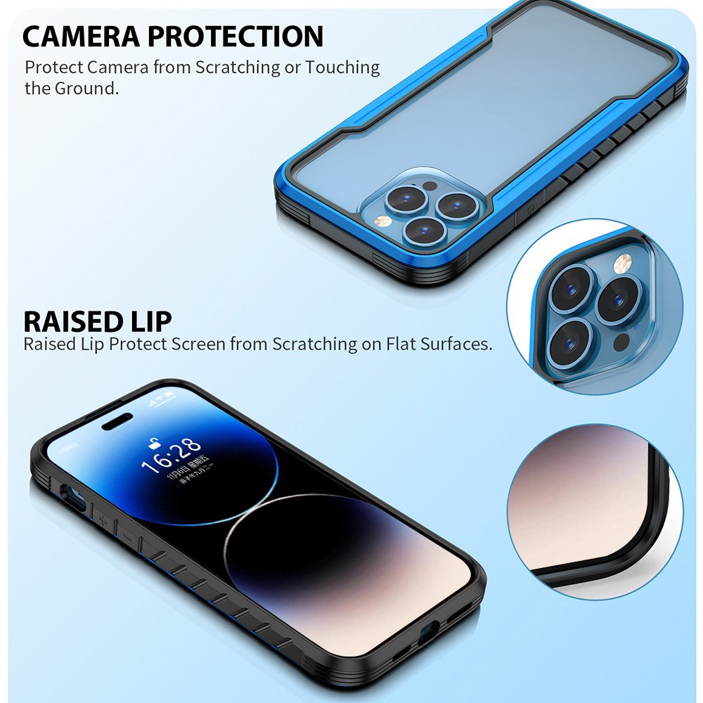 Defense Shield Shockproof Aluminum and Polycarbonate Heavy Duty Armor Phone Case For iPhone 15 14 13 Pro Max